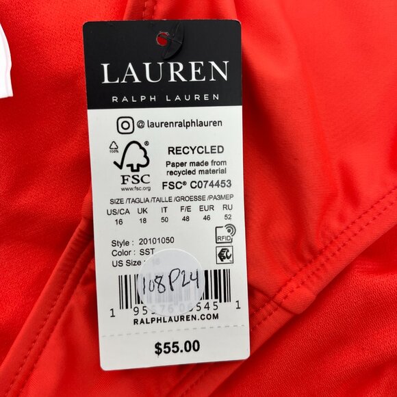 LAUREN Ralph Lauren Lace-Up Tubini Top & Hipster Bikini Bottoms Set Sunset 16 - Picture 10 of 10